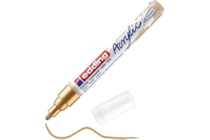 edding 5100 marcador acrílico de trazo medio - oro - 1 rotulador acrílico resistente al agua - punta redonda 2-3 mm - pintura acrílica para lienzo, papel kraft, madera y piedra