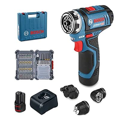 Bosch Professional Perceuse Visseuse sans fil Bosch Professional GSR 12V-15 FC (Système 12V, 1 Batterie 2,0 Ah, 3 embouts interchangeables, 40 accessoires, Coffret)
