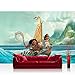 Produktbild Fototapete 368x254cm PREMIUM Wand Foto Tapete Wand Bild Papiertapete - Kindertapete Disney - Vaiana Tapete Vaiana Maui Pua Heihei Segelboot bunt - no. 3368