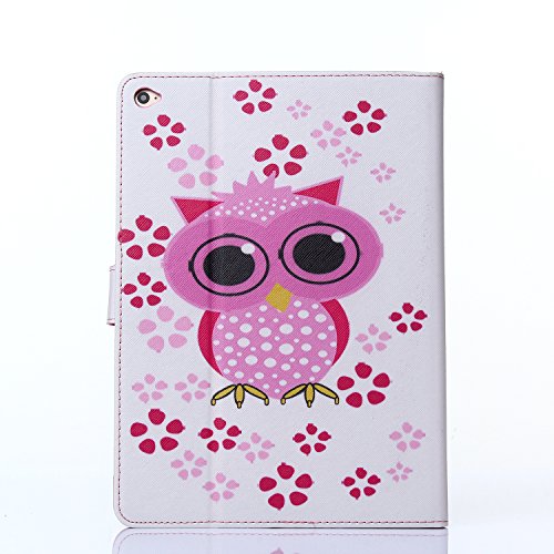 iPad Air 2 Hülle, iPad 6 Hülle,Ukayfe iPad Hülle Schutzhülle Etui Tasche für Apple iPad Air 2/iPad 6 Smart Case Ledertasche Schutzhülle Hüllen Tasche Leder Hülle Ultra Slim Lederhülle Flip Case Etui mit Standfunktion für iPad Air 2/iPad 6 mit 1x Schwarz Eingabestift (iPad Air 2/iPad 6:Rosa Niedlich Eule Muster) - 3