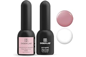 Didier Lab Fiber Base y Top Coat Semipermanente - Sin HEMA ni TPO - Kit Esmalte - LED UV Top Coat y Base Coat Nude para Gel Uñas - Kit Uñas Semipermanentes 2pcs