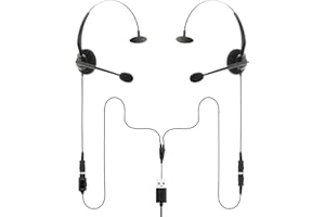Project Telecom Monaural Training, Supervising & Coaching Headset Kit – USB-A & USB-C 2-User Splitter with Noise-Canceling Microphones Compatible with Microsoft Teams, Zoom, Webex, VoIP Softphones
