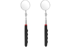 APOMOONS 2 Piezas Espejo de Inspección con Mango 72CM Telescópico Espejo de Inspección Retráctil Plegable Espejo Telescópico Circular Extensible 360 Grados de Rotación para Mecánicos, Inspectores