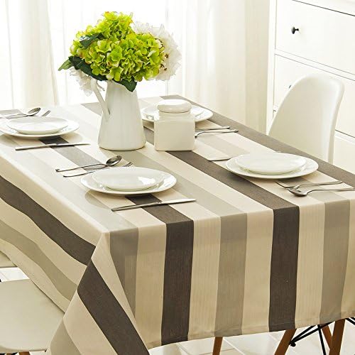 Taboeoe Fine Linen Home Furnishing Long Round Table Waterproof Cloth Waterproof Black And White Large Striped Tablecloth 80*120Cm
