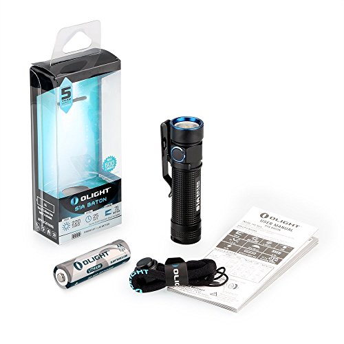 Olight® S1A Baton LED mini AA Taschenlampe max. 600 Lumen mit Cree XM-L2 LED – inkl. 1 x 1.5V AA Batterie oder 14500 Akku, Schwarz - 3