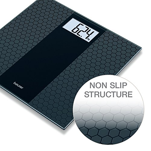 Beurer Glaswaage GS 230 Structure: Personenwaage mit großer LCD-Anzeige und rutschhemmender Oberfläche mit mattierter Wabenstruktur - 2