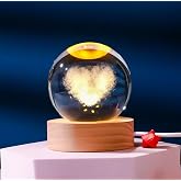 MR 3D Kristal Cam K&uuml;re, Ahşap Soketli Gece Lambası,LED, sevgiliye hediye, Noel, &Ouml;ğretmenler G&uuml;n&uuml;, &Ouml;zel Tasarım Harika bir hed