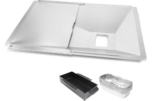 GFTIME Universal fettpanna med uppsamlingsbricka 38 cm till 65 cm, justerbar dropppanna för 2/3/4 brännare gasgrill från Charbroil, Dyna Glo, Nexgrill, Kenmore, Uniflame och mer, fettuppsamlingsskål