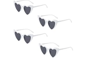 Epokus Okulary przeciwsłoneczne w kształcie serca, 4 sztuki okularów przeciwsłonecznych w kształcie serca, okulary przeciwsłoneczne na imprezę, lata 80. 90., hipisowskie okulary na urlop, imprezę,
