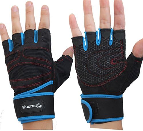 GJCD Men Cycling Mountain Fitness Outdoor Sports Gloves Apparatus Training Barbell Dumbbell Weightlifting Half Finger Gloves,LakeBlue-XL