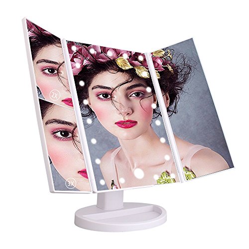 LED Kosmetikspiegel Tri-Falten Standspiegel Schminkspiegel mit Beleuchtung - 7