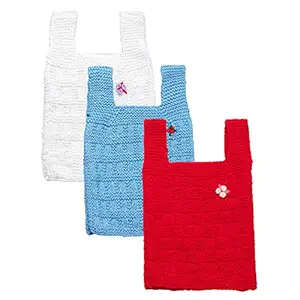 Superminis Woolen Vests - Hand Knitted, Sleeveless, Semi Winter Baby Sweater for Girls, Boys and Kids (Multicolor, 3-6 Months) Pack of 3
