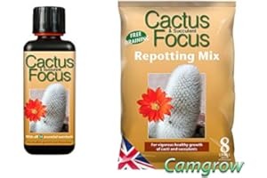 Growth Technology Bonsai Focus & Cactus Focus Soils & Fertilisers (1x Cactus 300ml + 2x Bag of 8L Catcus Repotting)