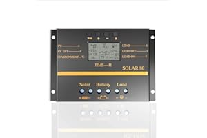 OOYCYOO Regolatore di carica solare MPPT da 80 A, 12 V/24 V, rilevamento automatico della tensione del pannello solare con display LCD USB