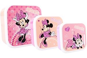 My sweety pop - Juego de 3 cajas de merienda Minnie Mouse - Caja de merienda para niños - Guardería - Escuela - Vacaciones - Comida - 11,5 cm