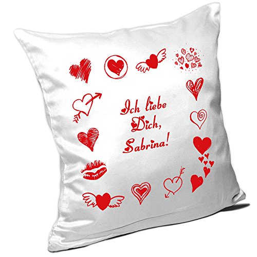 Kissen mit Namen Sabrina und Motiv „Nr. 1“ - Ich liebe Dich - zum Valentinstag