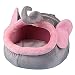 Produktbild Yihya Nette Elefant Form Weich Warm Indoor Haustier Pet Puppy Hundehütte Höhle Vlies Plush Hund Katze Kätzchen Bett Haus mit Abnehmbarem Nest Pad Mat Größe Groß: 44*46*34cm / Pink