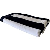 BONPERLA Plaj B&uuml;y&uuml;k Havlu, Havuz ve Plaj, Cabana &Ccedil;izgili Tek Taraflı Havlu ve Tek Taraflı Kadife 81 cm x 177 cm Mavi Beyaz (1
