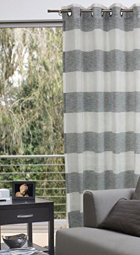 Eyelet curtain 140 cm x 235 cm Saba decorative curtain, linen look, striped, grey