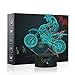 Produktbild Motocross 3D Lampe Optische LED Täuschung Nachtlicht, Yunplus Motorrad 7 Farbwech ändern Berühren Sie Botton Schreibtisch lampe Tischleuchte