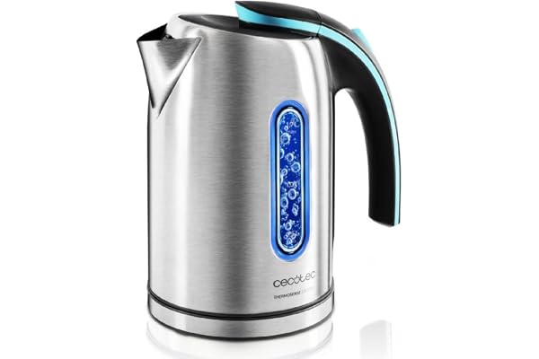 Cecotec Bouilloire électrique ThermoSense 270 Steel, BPA, 2200 W, Base 360º, Filtre anticalcaire, Double système de sécurité, 1,7 Litre, Acier Inoxydable