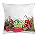 Produktbild tgyew Christmas Throw Pillow Cushion Cover, Ornate Boxes with Dots Candy Cane Festive Wrapped Seasonal Elements Surprise, Decorative Square Accent Pillow Case, 18 X 18 inches, Fern Green Ruby