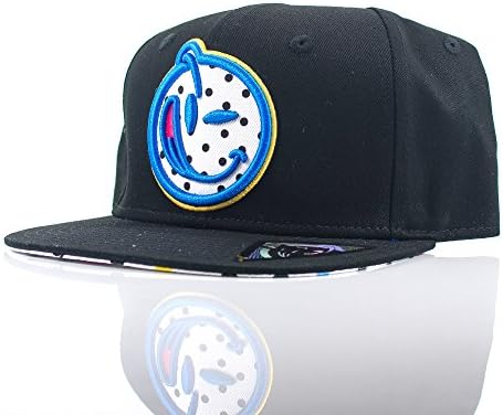 YUMS Smiley Face 'Neo Pop' Black/White/Blue Snapback Cap
