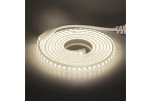 HEGEHE Ruban LED, Lumière au LED IP65 étanche 220V Bandeau flexible Ruban LED Light Strip pour Escalier, Chambre, Cuisine Intérieur/Extérieur (Blanc naturel, 1M)