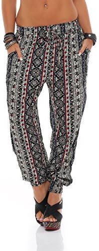 Harem Pants Slacks Aladin Trousers Harem Trousers Turkish Trousers exotic patterned Elephant lightweight Cotton H506 - black/red, L/XL