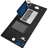Black Deer PU Leather Mouse Pad Stitched Edge Durable Large Size Duplex Use Office Desk Mat Sumen (BLACK, 90X40 XL)