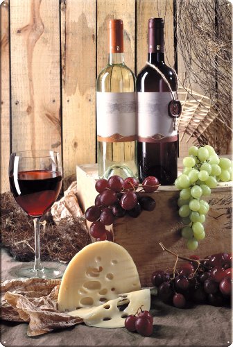 Magnettafel Wein Landhaus – Stilvolle Design Metall Magnetpinnwand 60×40 cm – Memoboard Pinnwand mit Motiv: Küche Essen & Trinken Landwein – inkl. 8 Magnete Weinfass und Weinflaschen für Magnetwand – Original GUMA Magneticum® - 3