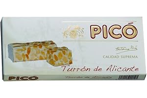 Picó - Turron Alicante, Nougat dur d'Amande - Qualité Supérieure - 200gr (Sans Gluten) - Produit Espagnol / Nougat Espagnol