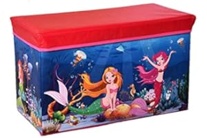 NINIMIO Scatola Portagiochi Bambini Cesto Contenitore Per Giocattoli Organizzatore Giochi Con Coperchio Baule Porta Oggetti Neonato Cesta Con Coperchio Grande Pouf Contenitore(sirena)