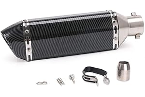‎PACEWALKER PACEWALKER 38-51mm 1.5-2"Einlass Slip On Auspuff Schalldämpfer für Motorrad mit abnehmbaren DB Killer für Street Bike Motorrad Roller Yamaha Suzuki (Kohlefaser-Stil)