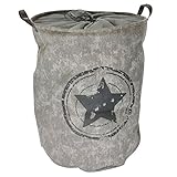 com-four Panier à Linge avec poignées de Transport - Panier de Rangement Faltabar avec Cordon de Serrage - Sac à Linge au Look Vintage Moderne (01 pièces - Gris/Vintage)
