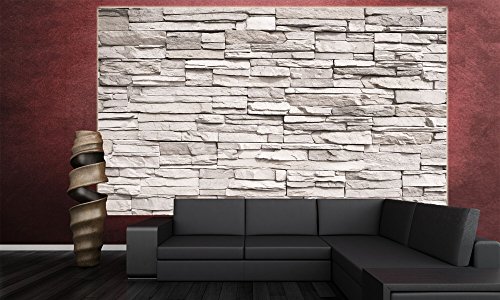 GREAT ART Weiße Steinwand Wanddekoration – Wandbild Steinmauer Motiv XXL Poster (140 x 100 cm) - 4