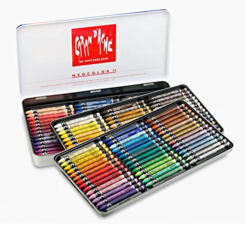 Caran Dache Set Of 84 Neocolor II Artist Sketching Watersoluble Wax Oil Pastels In Metal Case Set 7500_384