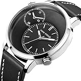 EASTPOLE Herren Sportuhr Duale Zeitzone Quartz Leder XXL Großes Zifferblatt Uhren WMB001