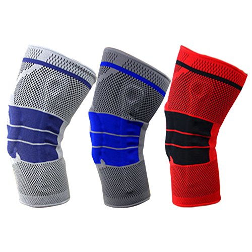 angju - Protectores antideslizantes para las piernas, transpirables, ligeros, para deportes al aire libre, equipo de protección de la rodilla, Red + Black, Medium
