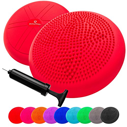 Preisvergleich Produktbild #DoYourFitness® Ballsitzkissen inkl. Luftpumpe & GRATIS Trainingsplan / 35cm Durchmesser - Sitzkissen / Balance-Board zur Stärkung der Rückenmuskulatur als Stuhlkissen / Sitzauflage »AirO« Ampelrot
