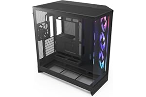 NZXT H9 Flow RGB (2025) – Caja de PC ATX de Torre Media de Gran Flujo de Aire de Doble Cámara – Incluye 1 x Unidad de Ventilador RGB de 420mm y 1 x Ventilador de 120mm – Negro