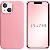 URUCHI iPhone 13 ile Uyumlu Kılıf, İ&ccedil;i Kadife Kaplamalı İnce Sıvı Silikon Tam Koruma Yumuşak Jel Silikon Kapak, Pembe