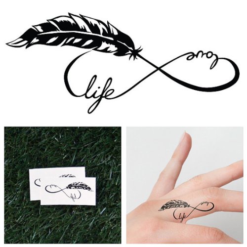 Tattify Feather Infinity Symbol Temporary Tattoo - Tree Hugger (Set of 2)