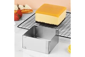 Guowall Anello per Torta Rettangolare, Stampo Regolabile per Mousse Coppapasta in Acciaio Inossidabile per Torte Mousse, Pasticceria (Allungabile 10-18cm)