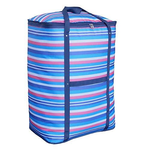 Preisvergleich Produktbild Extra große Faltbare Aufbewahrungstasche,Oxford feuchtigkeitsfest Quilt Taschen Tragbare beweglichen Taschen unter Bett veredelung Taschen gepäck packsack-Blau 52x35x71CM(20x14x28inch)
