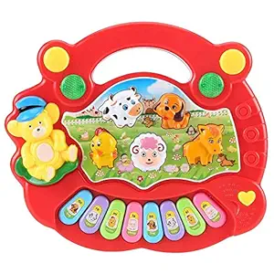 Amitasha Baby Farm Animal Piano Real Voice LED Flash Toy ( Design & Color As per Availability )
