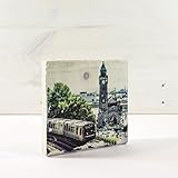 Holzbild Shabby-Chic *HAMBURG**U LANDUNGSBRÜCKEN* Maritim, 10x10 cm *UNIKAT* - Holzbild, Wandbild, Landhausstil, Shabby Chic, Vintage, Bilder, Motive, Hamburg, Geschenkidee, Souvenir, Deko