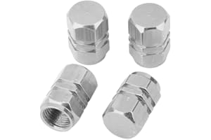 CUTEFLY 4x Tapas Tapones Válvulas Cubierta de Neumático Aluminio para LLanta de Camión Coche Color Plata