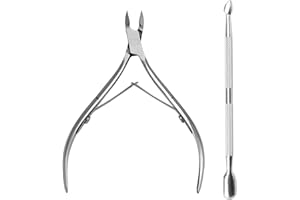 Olakin Set of 2 Cuticle Nippers Stainless Steel Cuticle Cutters, Nail Clippers with Cuticle Pusher for Paronychia, Onychomycosis, Nail Fungus for Manicure and Pedicure