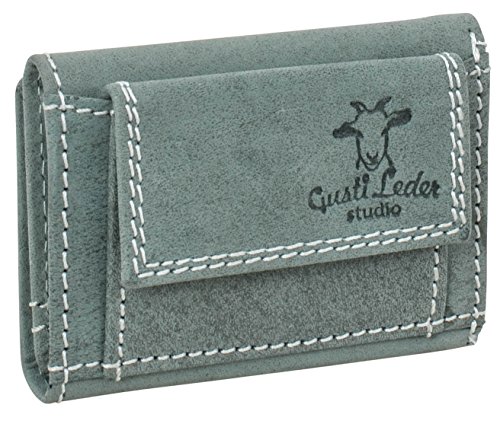 Preisvergleich Produktbild Gusti Leder studio "Ronald" Geldbörse kleine Damenbörse Mini Geldbeutel Herrenbörse Portemonnaie kleine Brieftasche Portmonee Vintage Geld Kleingeld Praktisch Unisex Türkis 2A70-22-12
